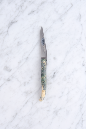 Laguiole Folding Knife 12cm - Green Stabilized Poplar Burl (Earth Theme)