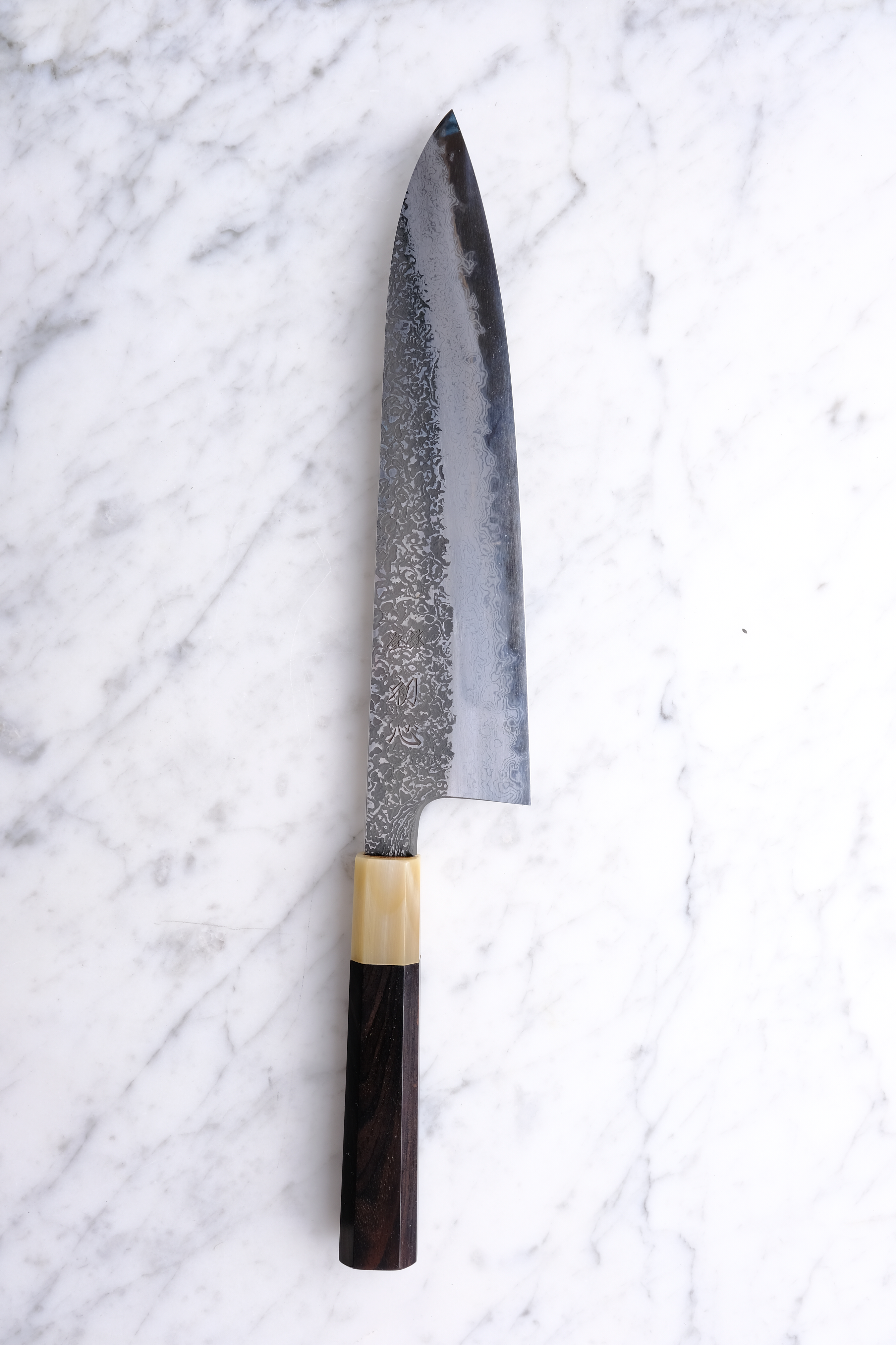 Masuda Yoshihide Damascus Kurozome Aogami 1 Ebony - 210mm Gyuto